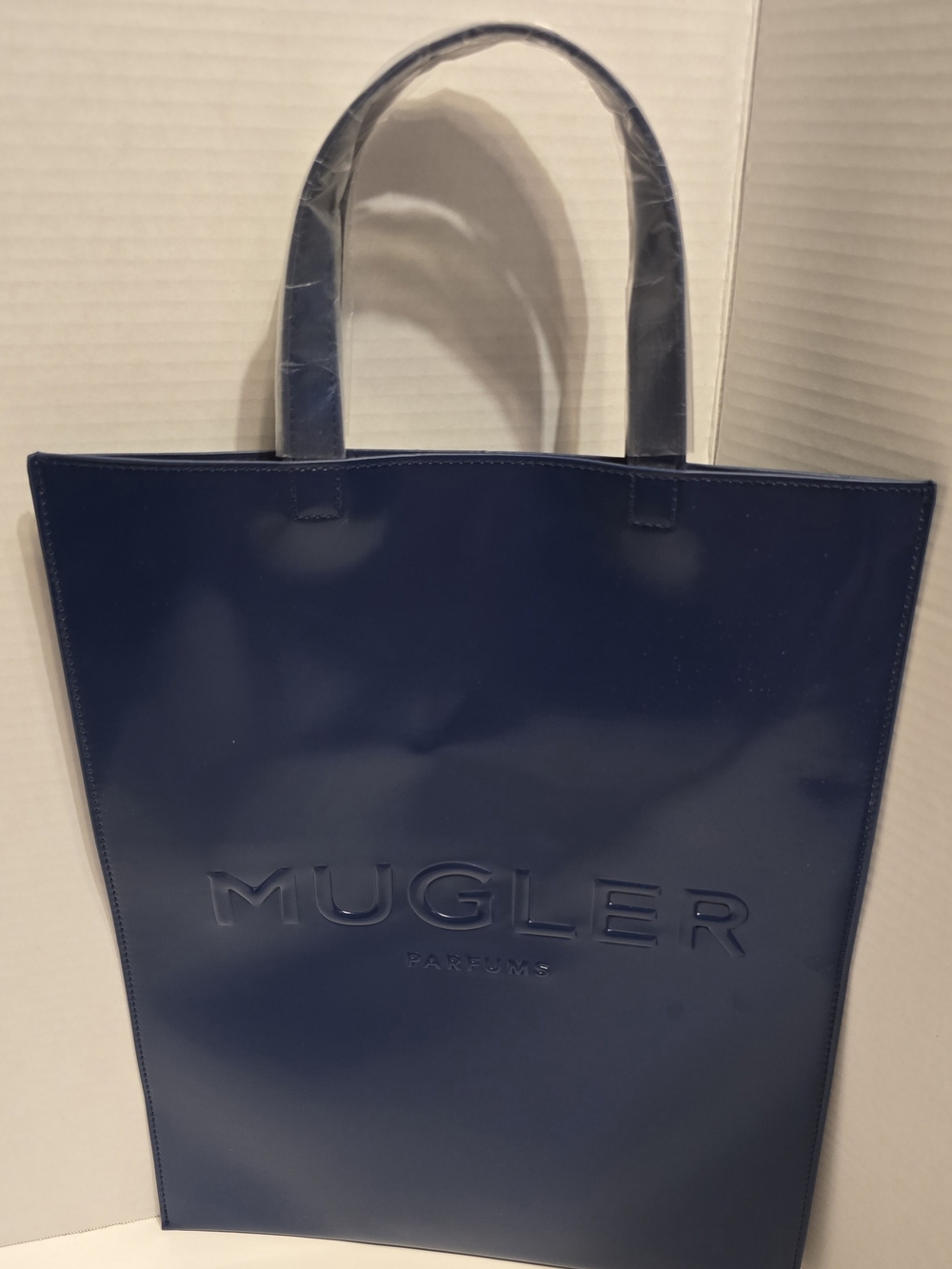MUGLER Parfums Navy Embossed Logo Tote